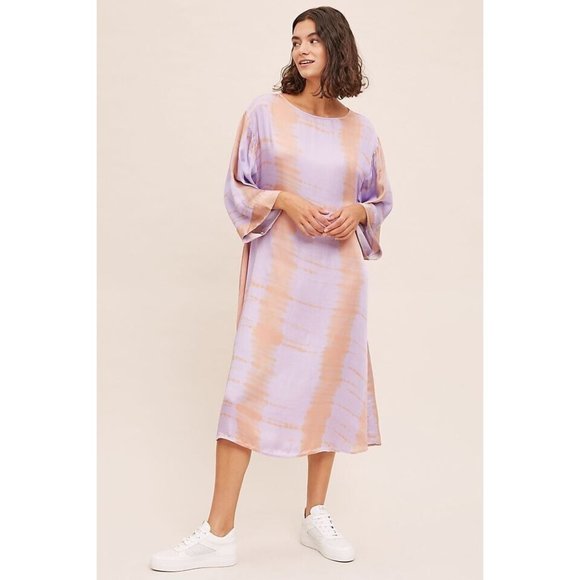 Anthropologie Norblack Norwhite Sonne Purple Gold Kaftan Dress Medium - Picture 1 of 11